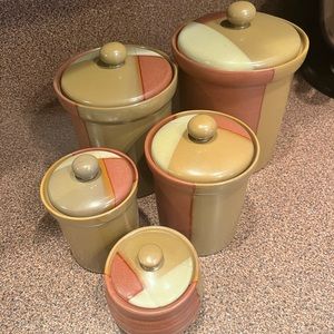Sango Gold Dust Sienna Canister set + sugar bowl